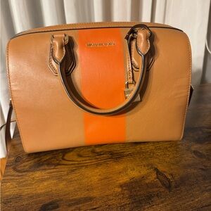 Michael Kors Tan and Orange Satchel